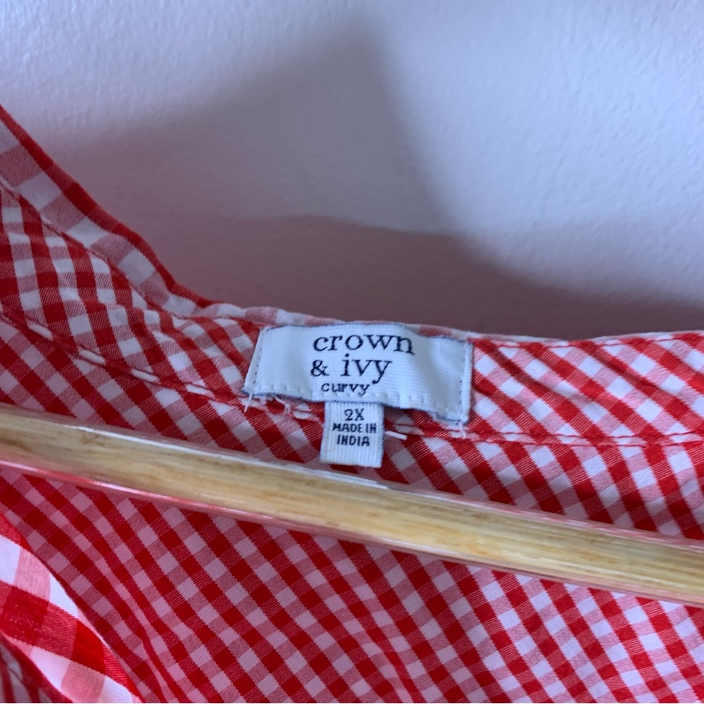 Crown & Ivy Red Gingham Button-Up Shirt - Picture 4 of 5